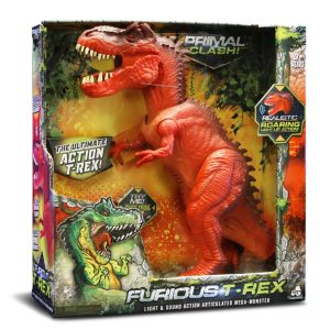 Figurina articulata Dinozaur, Lanard Toys, Jurassic Clash, Rosu