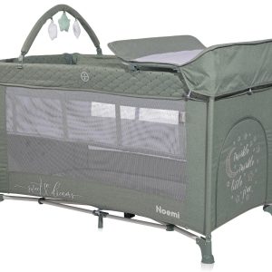 Patut pliabil Lorelli Noemi Plus, 2 nivele, cu accesorii, Iceberg Green Star