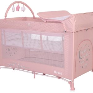 Patut pliabil Lorelli Noemi Plus, 2 nivele, cu accesorii, Mellow Rose Star