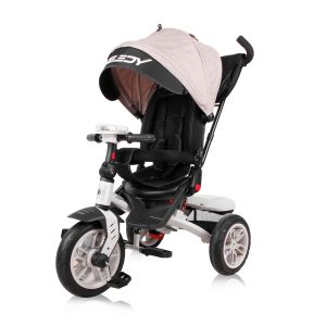 Tricicleta multifunctionala, 4 in 1, roti gonflabile, scaun rotativ, Lorelli Speedy Air, Ivory Black