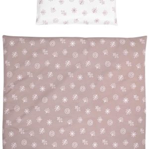 Set lenjerie pat 5 piese bumbac Ranforce, Lorelli, Eva Abstract Leaves Grey Beige - pentru paturile Milano si Alicante