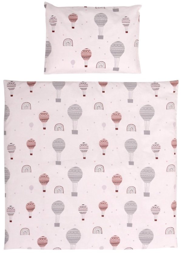 Set lenjerie pat 5 piese bumbac Ranforce, Lorelli, Eva Grey Baloons - pentru paturile Milano si Alicante
