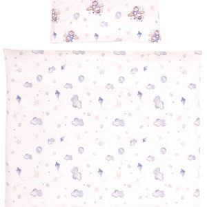 Set lenjerie pat 5 piese bumbac Ranforce, Lorelli, Eva Blue Aeroplane- pentru paturile Milano si Alicante