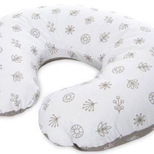 Perna multifunctionala Happy, 140 cm, husa detasabila, Lorelli, Abstract Leaves Grey Beige