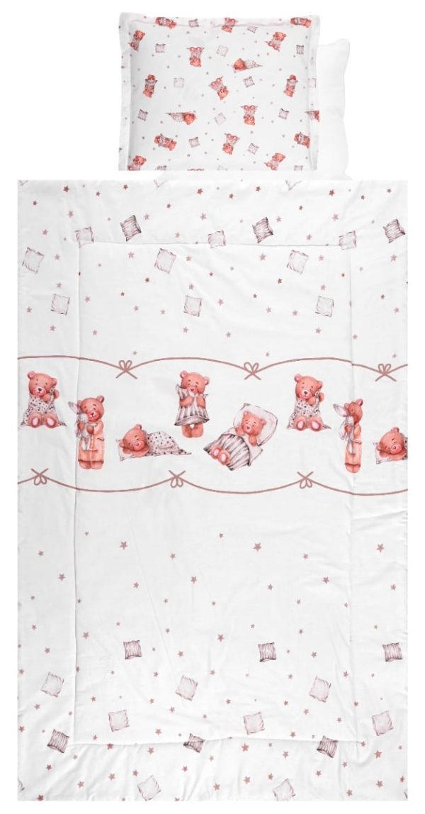 Set lenjerie pat 4 piese bumbac Ranforce, Lorelli, Bears Pillows Beige