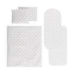 Set 7 piese, lenjerie pentru carucior cu protectie impermeabila Lorelli, White Crowns