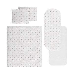 Set 7 piese, lenjerie pentru carucior cu protectie impermeabila Lorelli, White Crowns