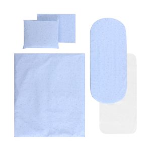 Set 7 piese, lenjerie pentru carucior cu protectie impermeabila Lorelli, Blue Sky