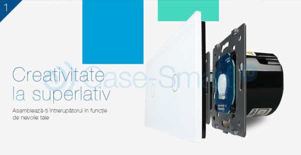 Panou intrerupator simplu+simplu cu touch Livolo din sticla