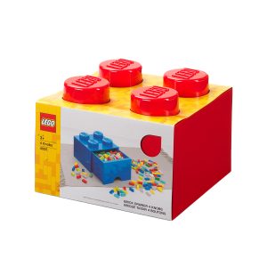 Cutie depozitare Lego, cu 4 pini, Rosu