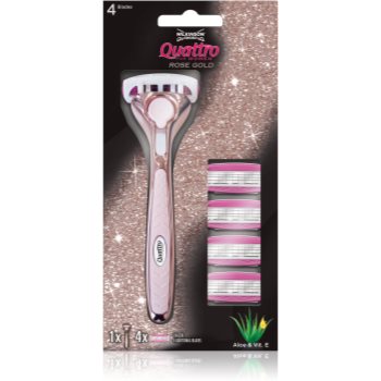 Wilkinson Sword Quattro for Women Rose Gold epilator pentru femei rezerva lama 4 pc