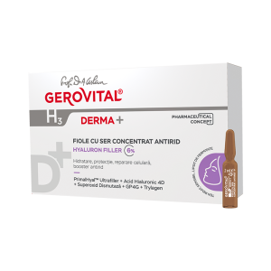 Fiole cu ser concentrat antirid H3 Derma+, 10 fiole x 2 ml, Gerovital