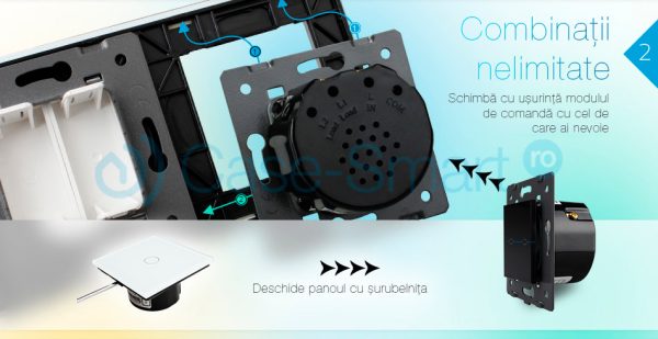 Rama priza cvadrupla Livolo din sticla