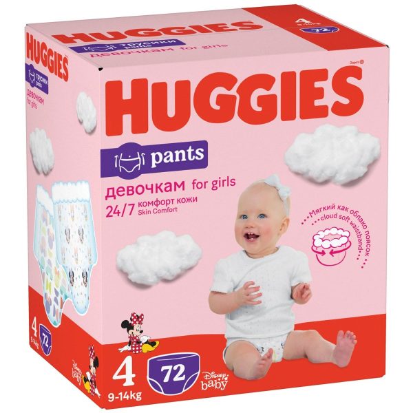 Scutece Huggies Pants Box Girls, Nr 4, 9 - 14 Kg, 72 buc