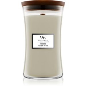Woodwick Fireside Au Coin Du Feu lumânare parfumată cu fitil din lemn