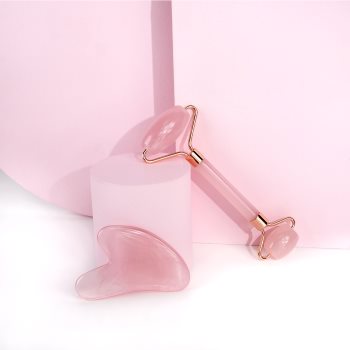 Brushworks Resin Rose Roller & Gua Sha set pentru îngrijirea pielii