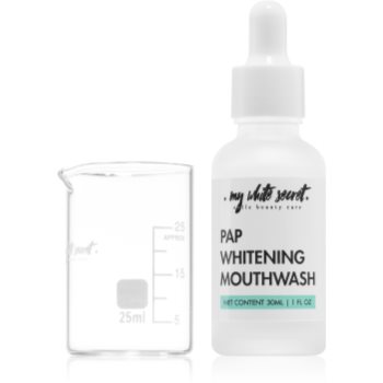 My White Secret PAP Whitening Mouthwash apa de gura concentrata cu efect de albire