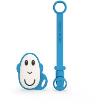 Matchstick Monkey Flat Face Teether & Soother Clip set cadou Blue(pentru copii)