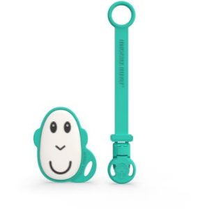 Matchstick Monkey Flat Face Teether & Soother Clip set cadou Green(pentru copii)