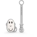 Matchstick Monkey Flat Face Teether & Soother Clip set cadou Grey(pentru copii)