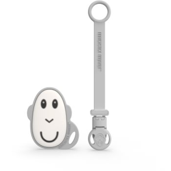 Matchstick Monkey Flat Face Teether & Soother Clip set cadou Grey(pentru copii)