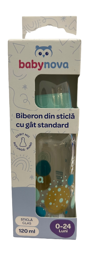 Biberon din sticla 0-24 luni, 125ml, Baby Nova