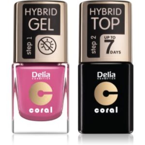 Delia Cosmetics Coral Nail Enamel Hybrid Gel set odstín 05 pentru femei
