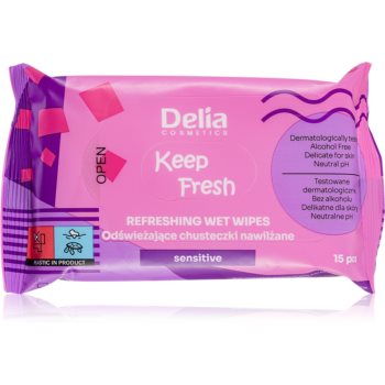 Delia Cosmetics Keep Fresh Sensitive Servetele umede cu efect revigorant