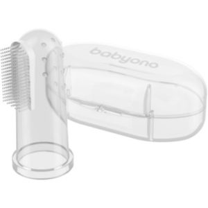 BabyOno Take Care First Toothbrush periuta de dinti pentru deget pentru copii cu sac