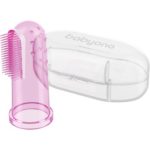 BabyOno Take Care First Toothbrush periuta de dinti pentru deget pentru copii cu sac