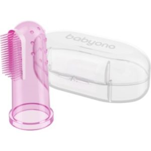 BabyOno Take Care First Toothbrush periuta de dinti pentru deget pentru copii cu sac