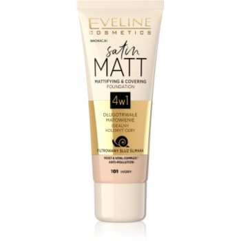 Eveline Cosmetics Satin Matt machiaj cu efect matifiant extract de melc