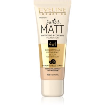 Eveline Cosmetics Satin Matt machiaj cu efect matifiant extract de melc