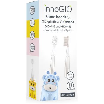 innoGIO GIOGiraffe & GIORabbit Spare Heads Transparent capete de schimb pentru periuta de dinti pentru copii