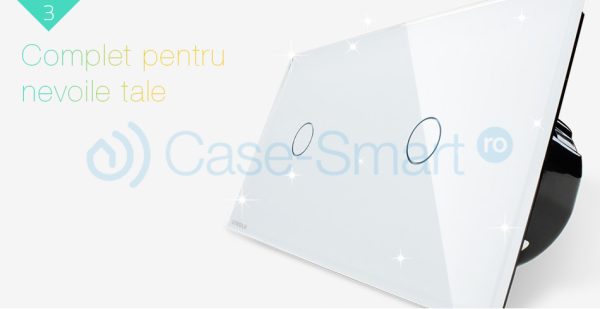 Panou intrerupator simplu+simplu cu touch Livolo din sticla