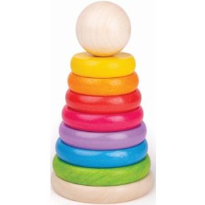 Bigjigs Toys First Rainbow Stacker inele inserabile din lemn