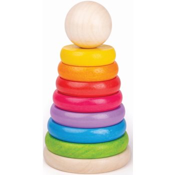 Bigjigs Toys First Rainbow Stacker inele inserabile din lemn