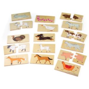 Bigjigs Toys Farm Heads and Tails jucărie interactivă cu piese care se pot insera din lemn