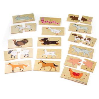 Bigjigs Toys Farm Heads and Tails jucărie interactivă cu piese care se pot insera din lemn