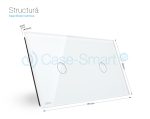 Panou intrerupator simplu+simplu cu touch Livolo din sticla