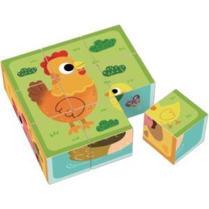Dvěděti Wooden Blocks Farm cuburi din lemn