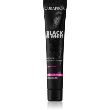 Curaprox Black is White pastă de dinți pentru albire cu cărbune activ și hidroxiapatită