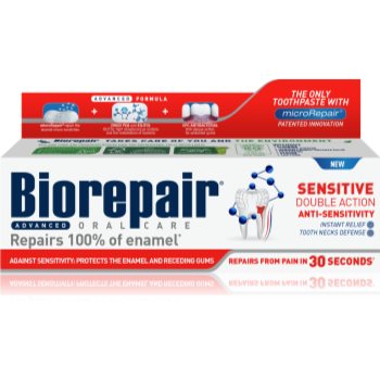 Biorepair Advanced Senitivity pasta de dinti pentru dinti sensibili pentru a proteja dintii si gingiile