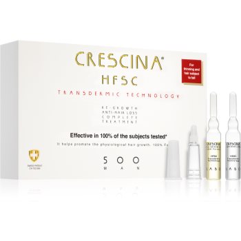 Crescina Transdermic 500 Re-Growth and Anti-Hair Loss tratament pentru stimularea creșterii părului și anti-cădere pentru barbati
