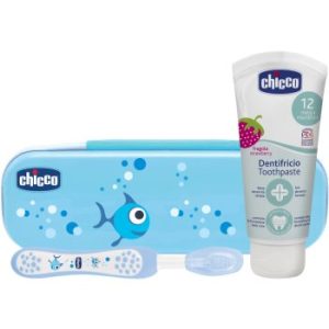 Chicco Always Smiling Blue set pentru îngrijirea dentară Strawberry(pentru copii)