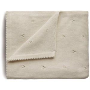 Mushie Knitted Pointelle Baby Blanket pled împletit pentru copii