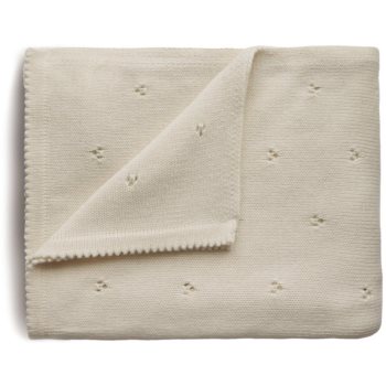 Mushie Knitted Pointelle Baby Blanket pled împletit pentru copii