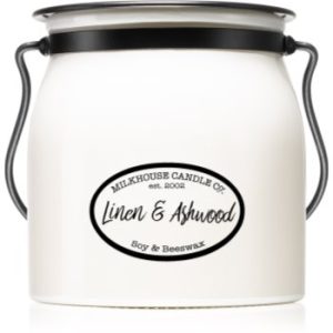 Milkhouse Candle Co. Creamery Linen & Ashwood lumânare parfumată Butter Jar