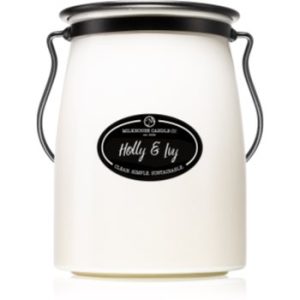 Milkhouse Candle Co. Creamery Holly & Ivy lumânare parfumată Butter Jar