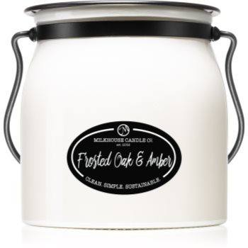 Milkhouse Candle Co. Creamery Frosted Oak & Amber lumânare parfumată Butter Jar